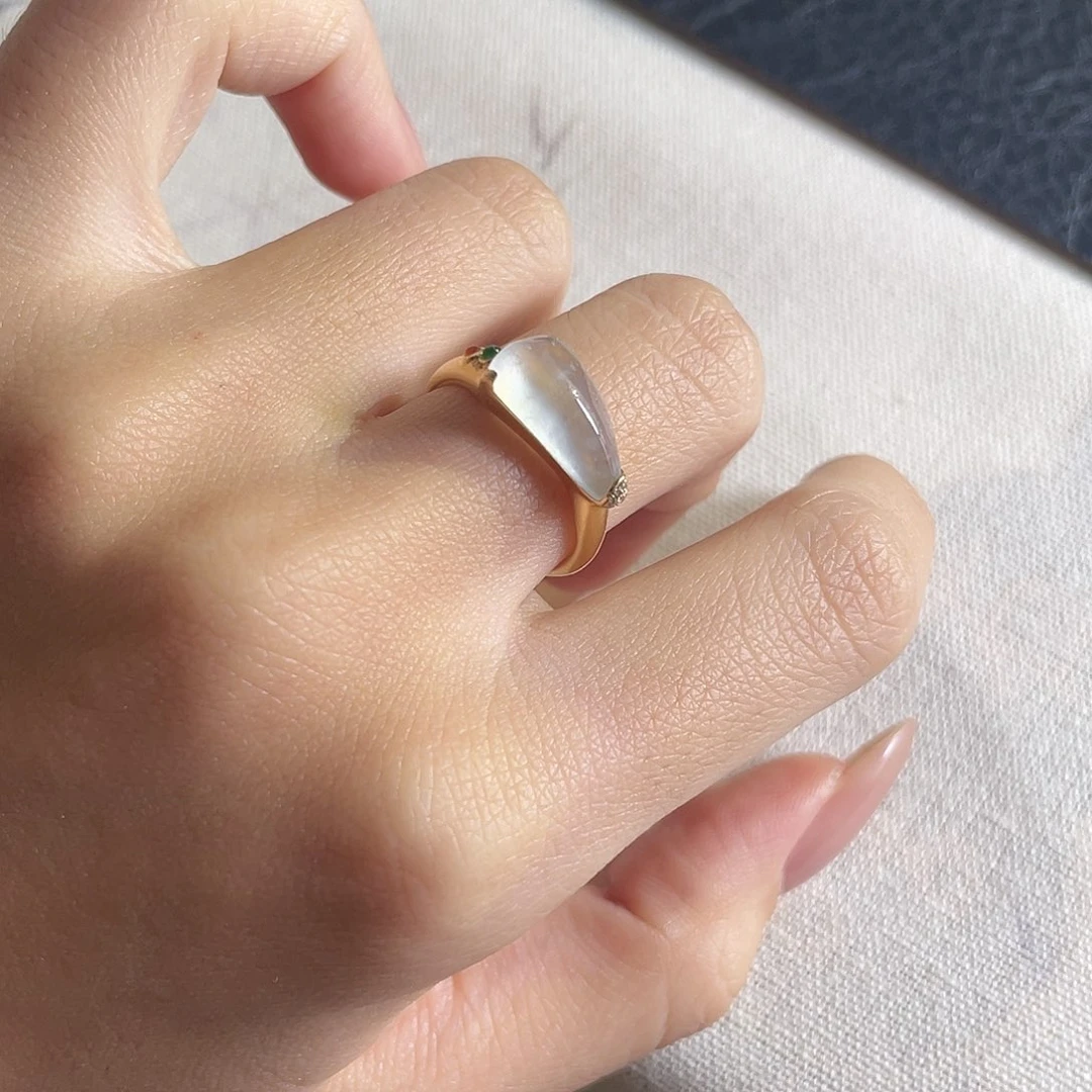 翡翠18K金镶嵌戒指冰露随行戒指 48小时鉴赏