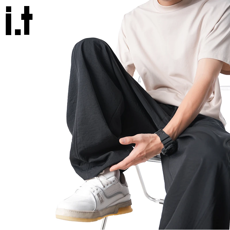 i.t:CHOCOOLATE男款速干运动长裤2025秋季新款直筒宽松垂感休闲裤