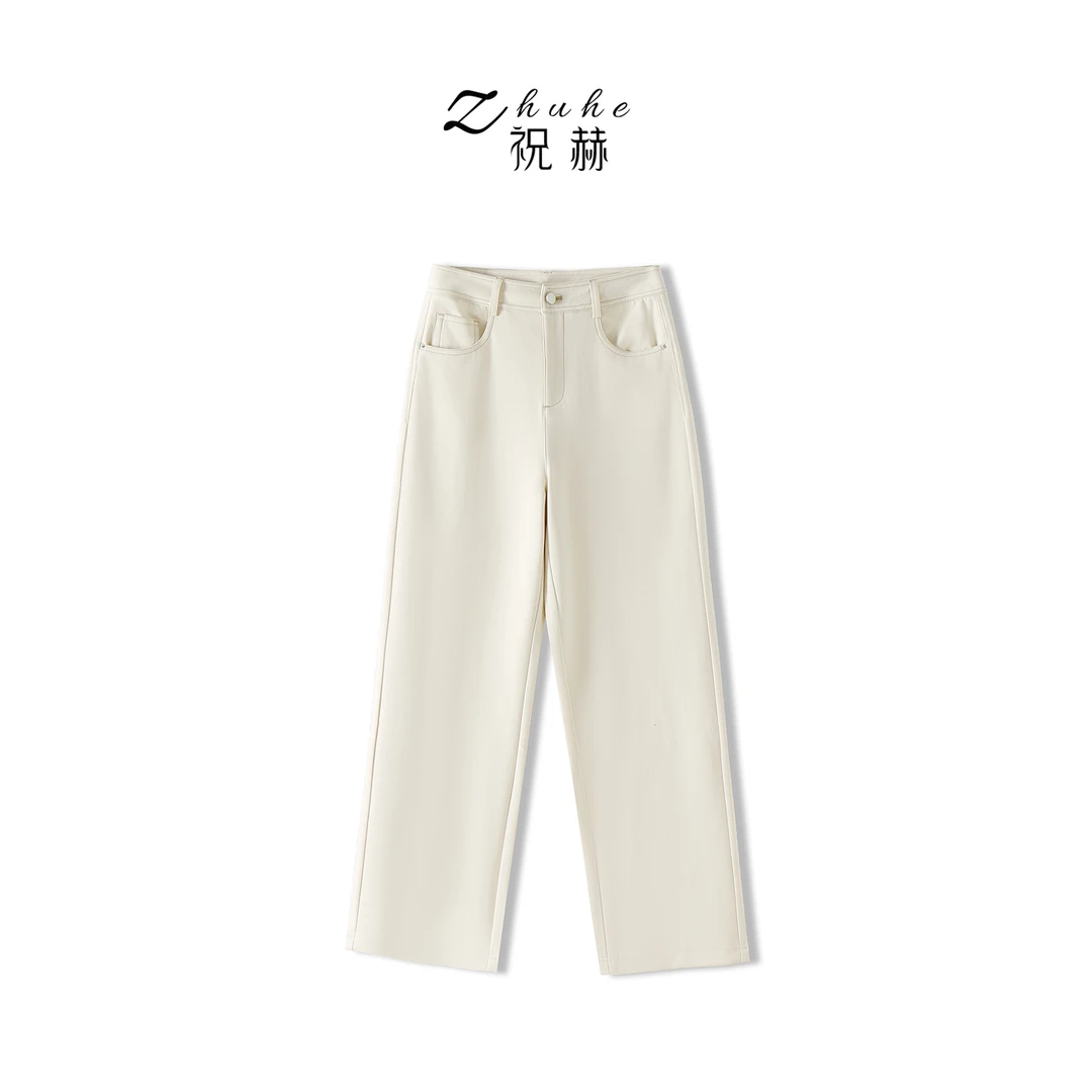 【千百万甄选】窄版直筒裤双明线细柔软亲肤休闲裤3K15703