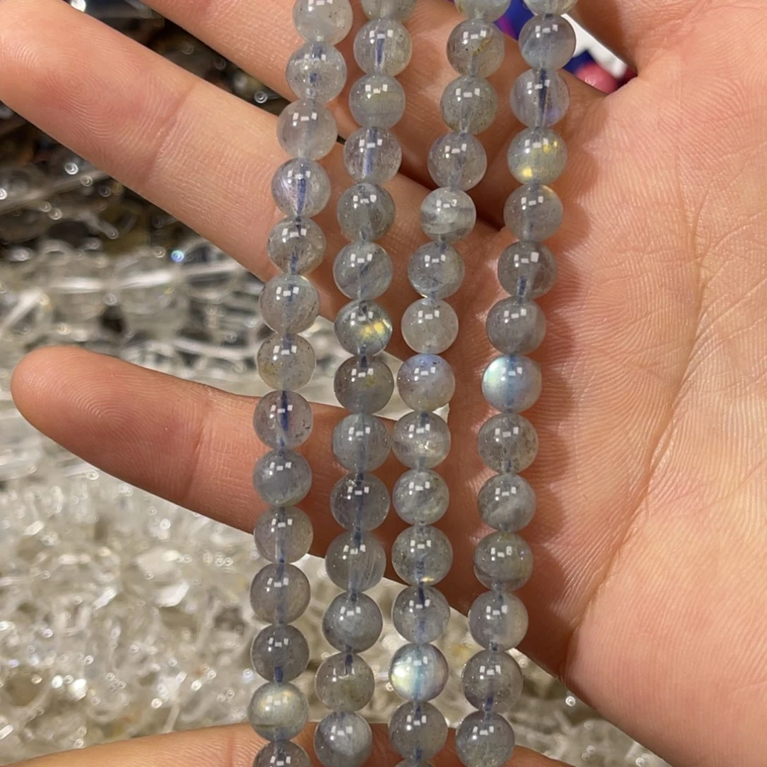玛瑙/玉髓散珠灰月光卡6