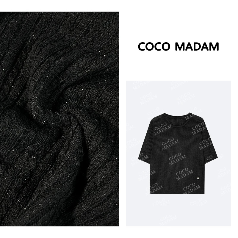 NIUNIU · Niu-421 高支羊毛混纺简约时尚麻花纹短袖打底毛衣