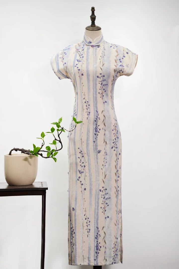 苏曦旗袍《紫藤花》新中式旗袍女夏季改良年轻款新款连衣裙日常可穿