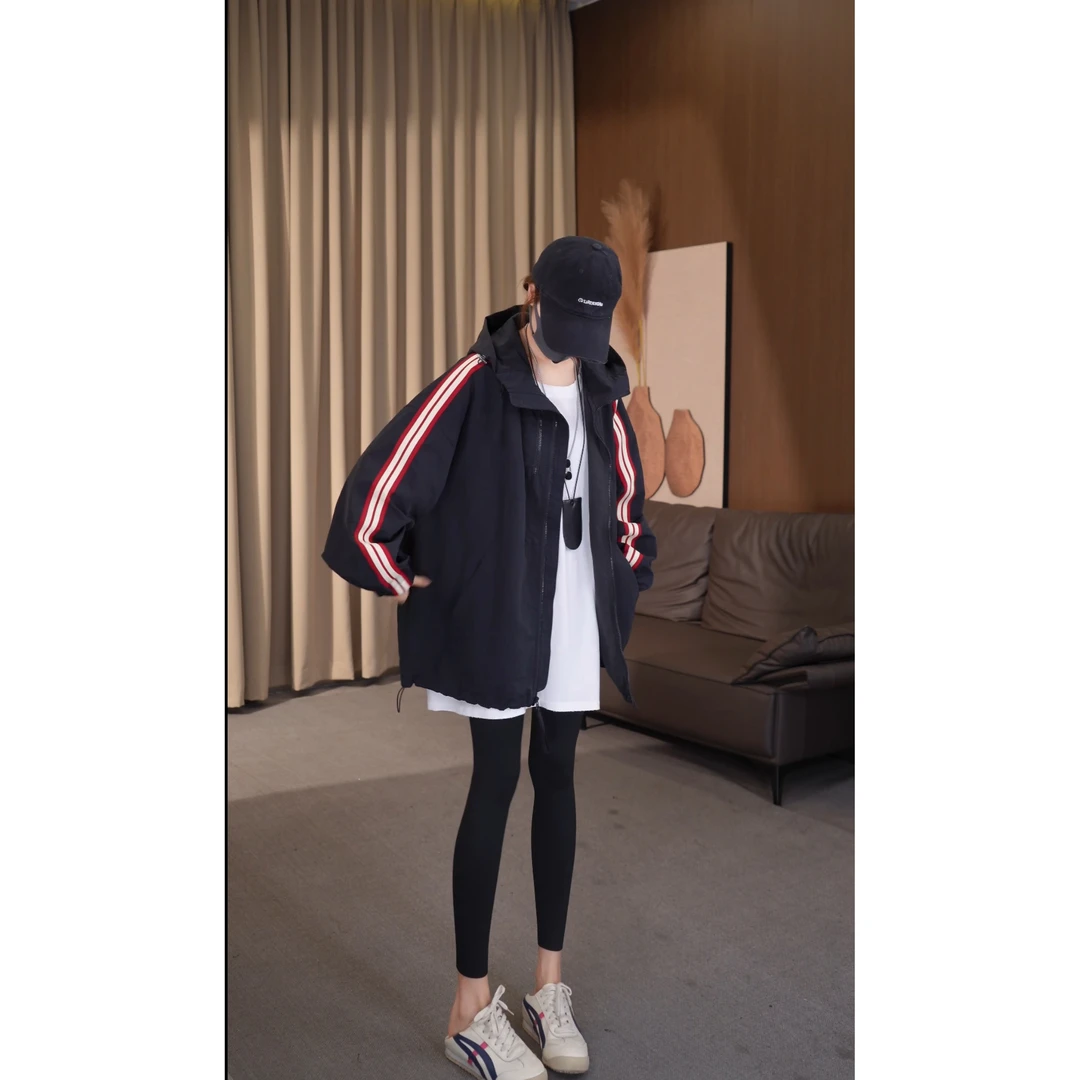 硕哥领子双拉链小众设计师款连帽休闲冲锋衣外套 22832