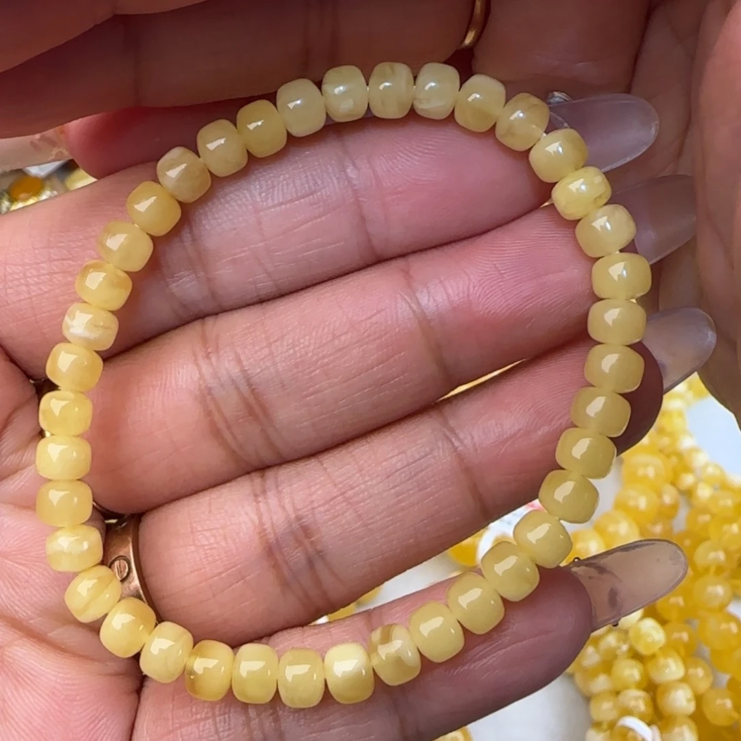 手串蜜蜡未镶嵌白花老型手串