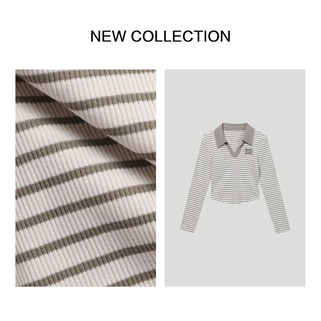 【珊珊专属】T1F38010B 春季女士条纹长袖T恤-3699