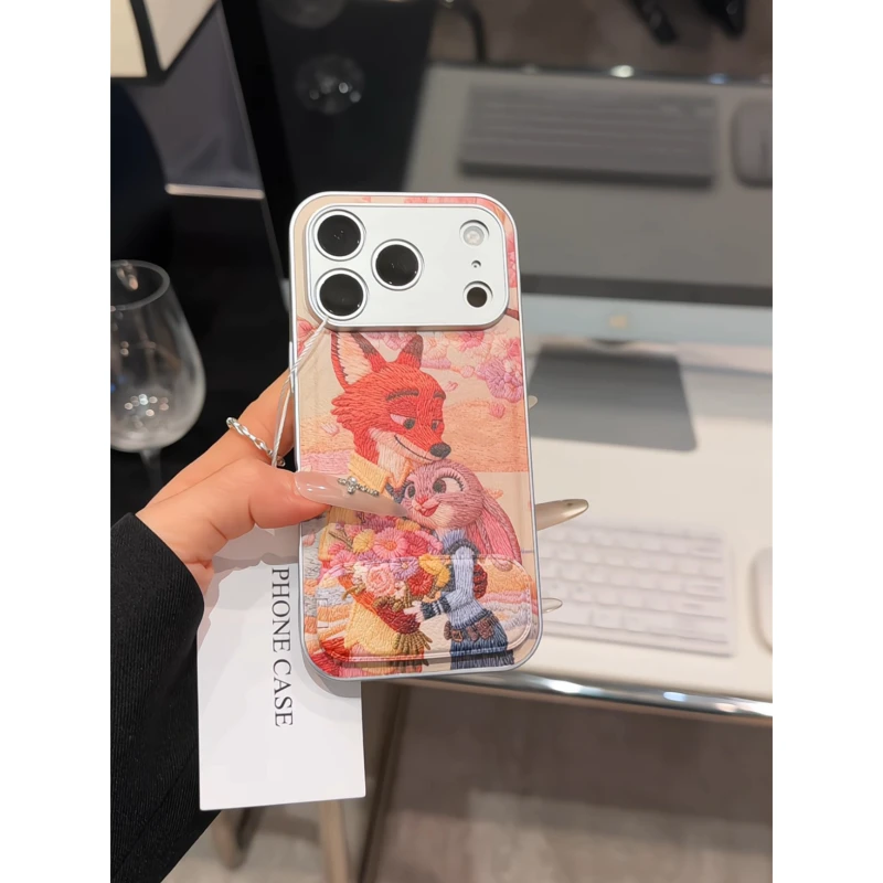 拥抱尼克朱迪适用苹果17p手机壳16PM金属皮纹防摔华为p80小米17女