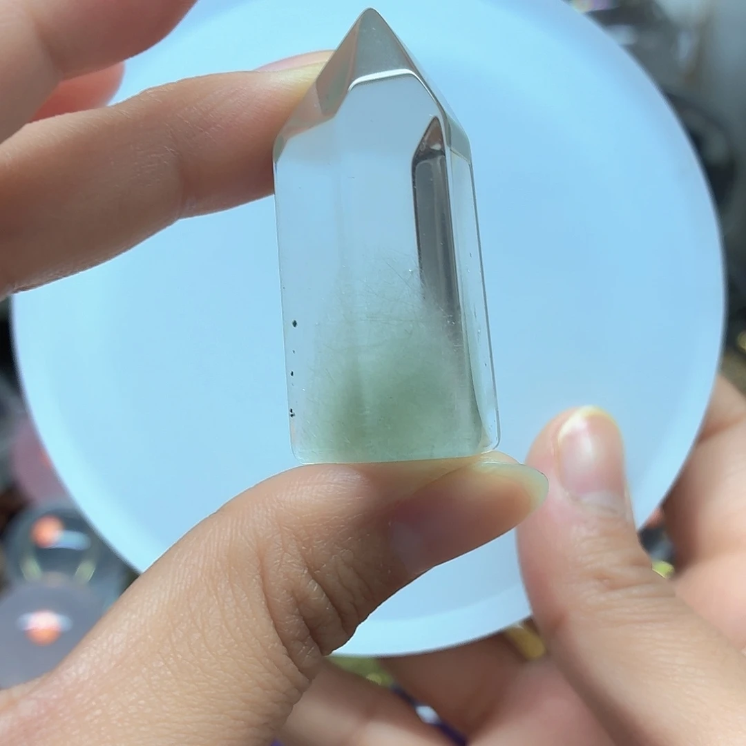 水晶珠宝半成品未镶嵌绿兔毛水晶柱