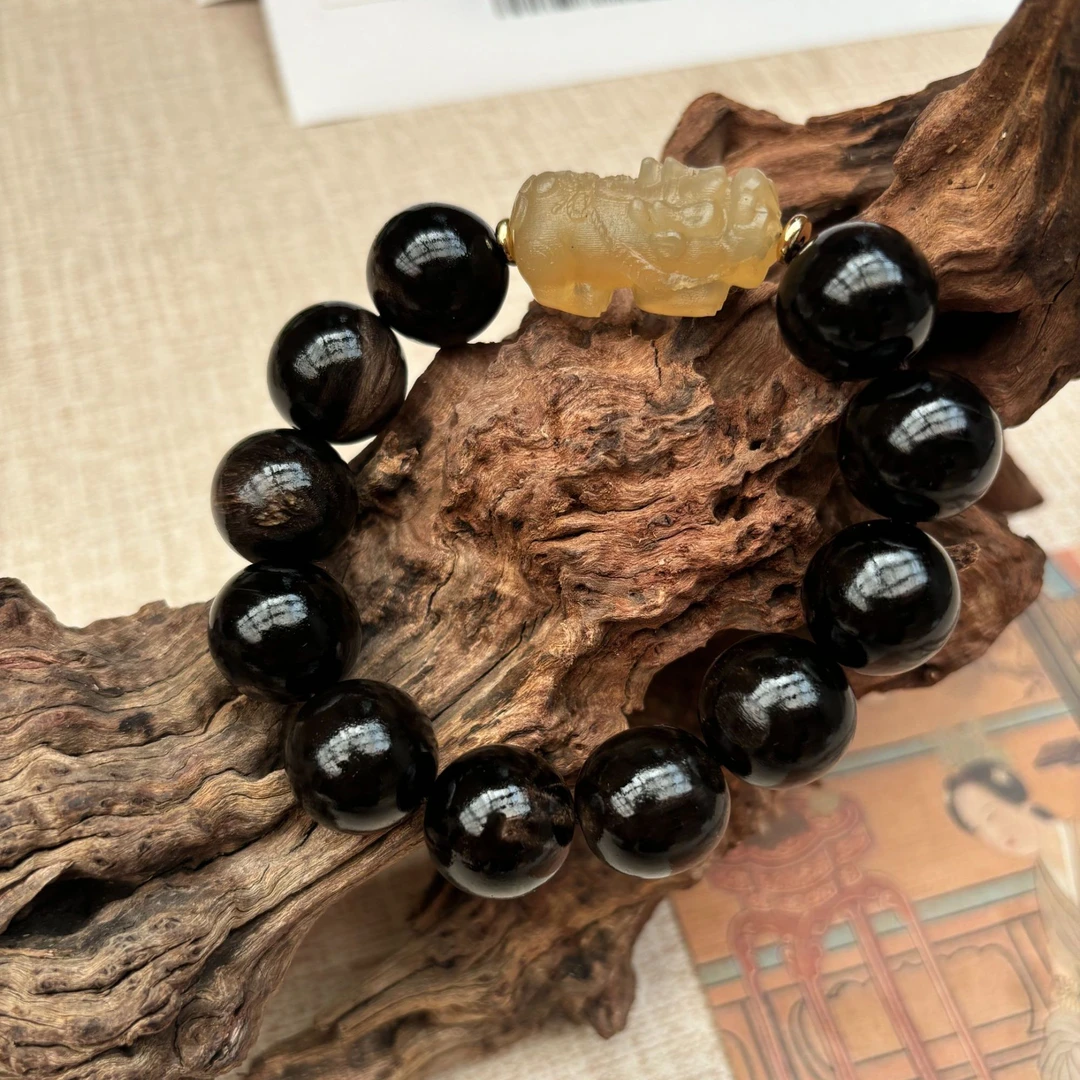 【黑水牛角】珠串服配文玩保真国潮国风配饰把件念珠