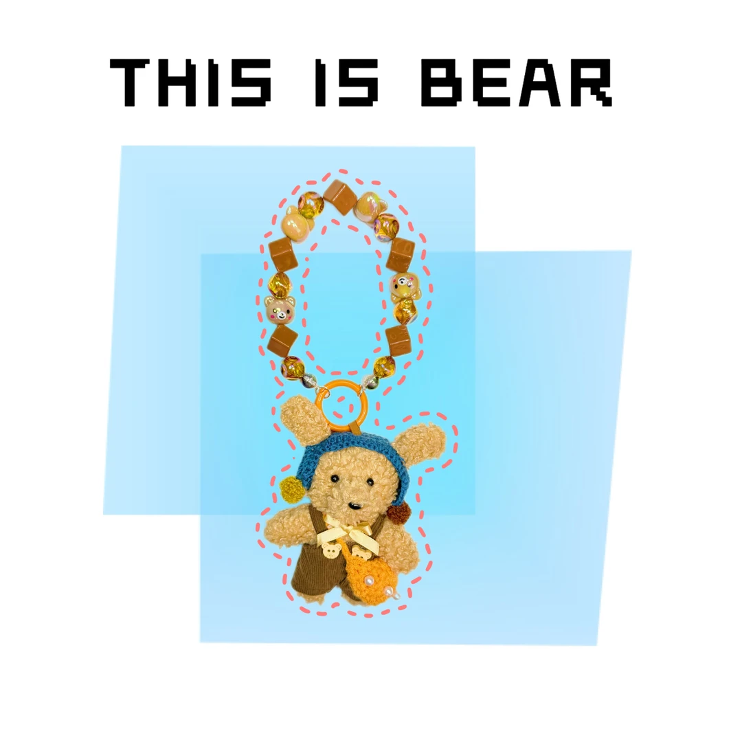 This is Bear•设计师原创包包挂件/手机挂饰/车挂/蓝头套黄包A141