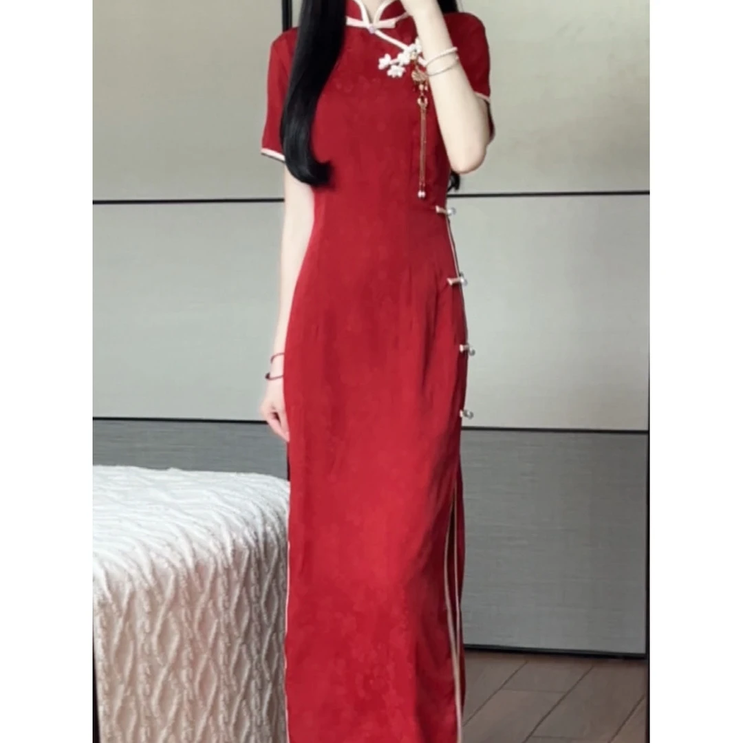 抹茶女款新款新中式年轻款红色改良旗袍爆款礼服高级感优雅连衣裙