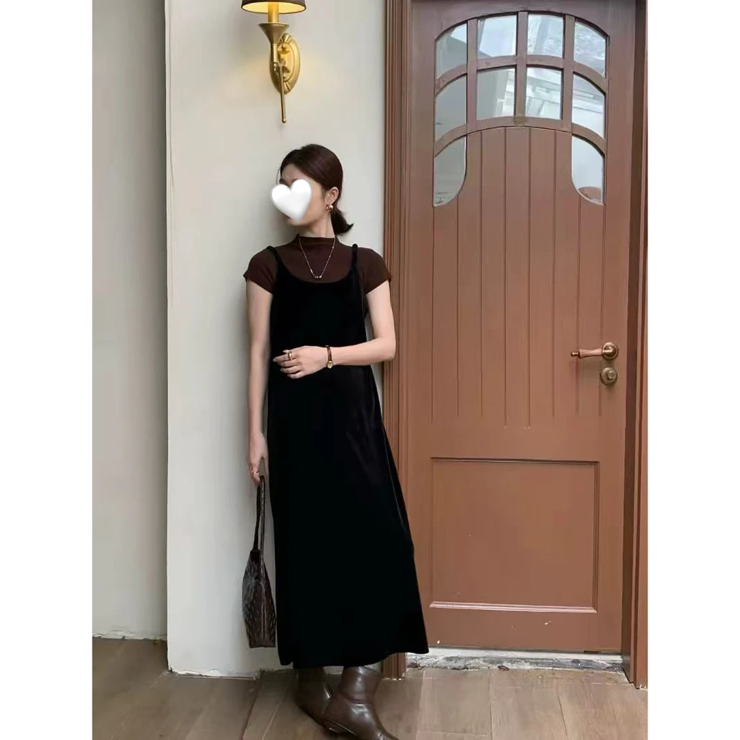 ZY@85609-1 法式高级感丝绒吊带连衣裙 9-15