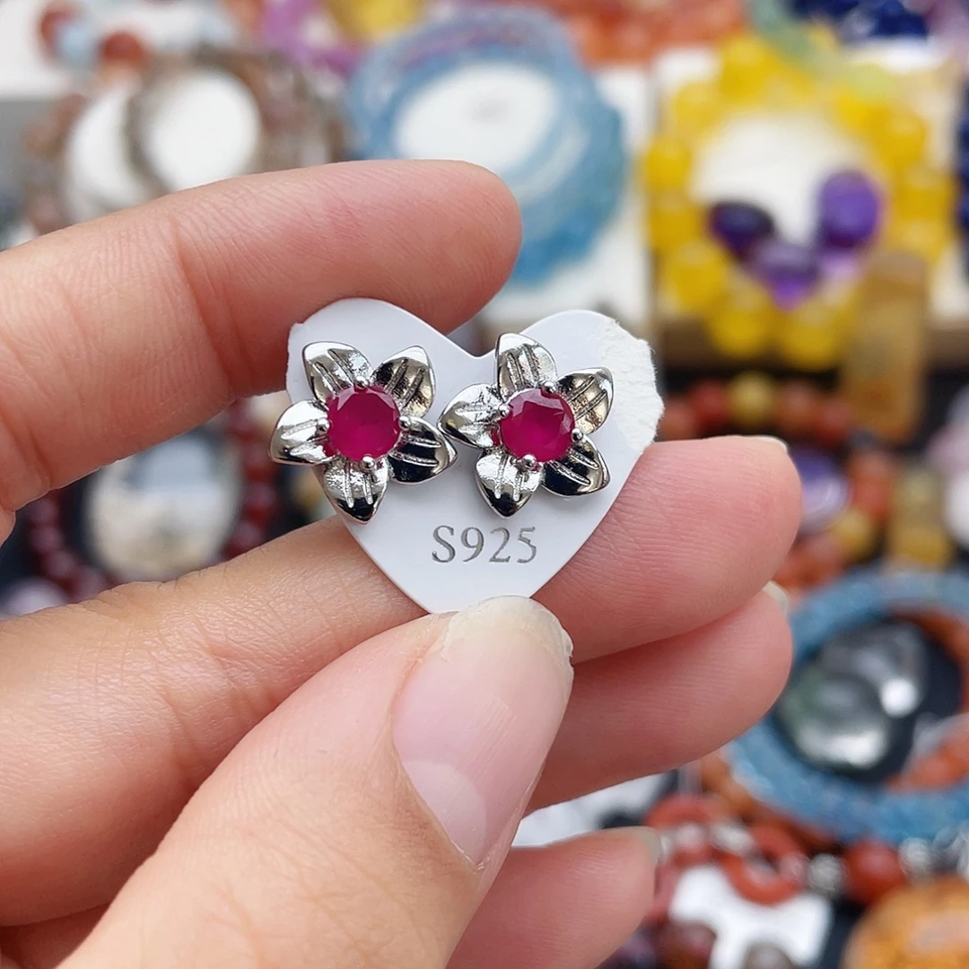 戒指银S925镶嵌烟晶