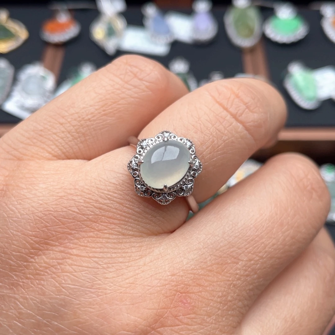 翡翠银S925镶嵌戒指