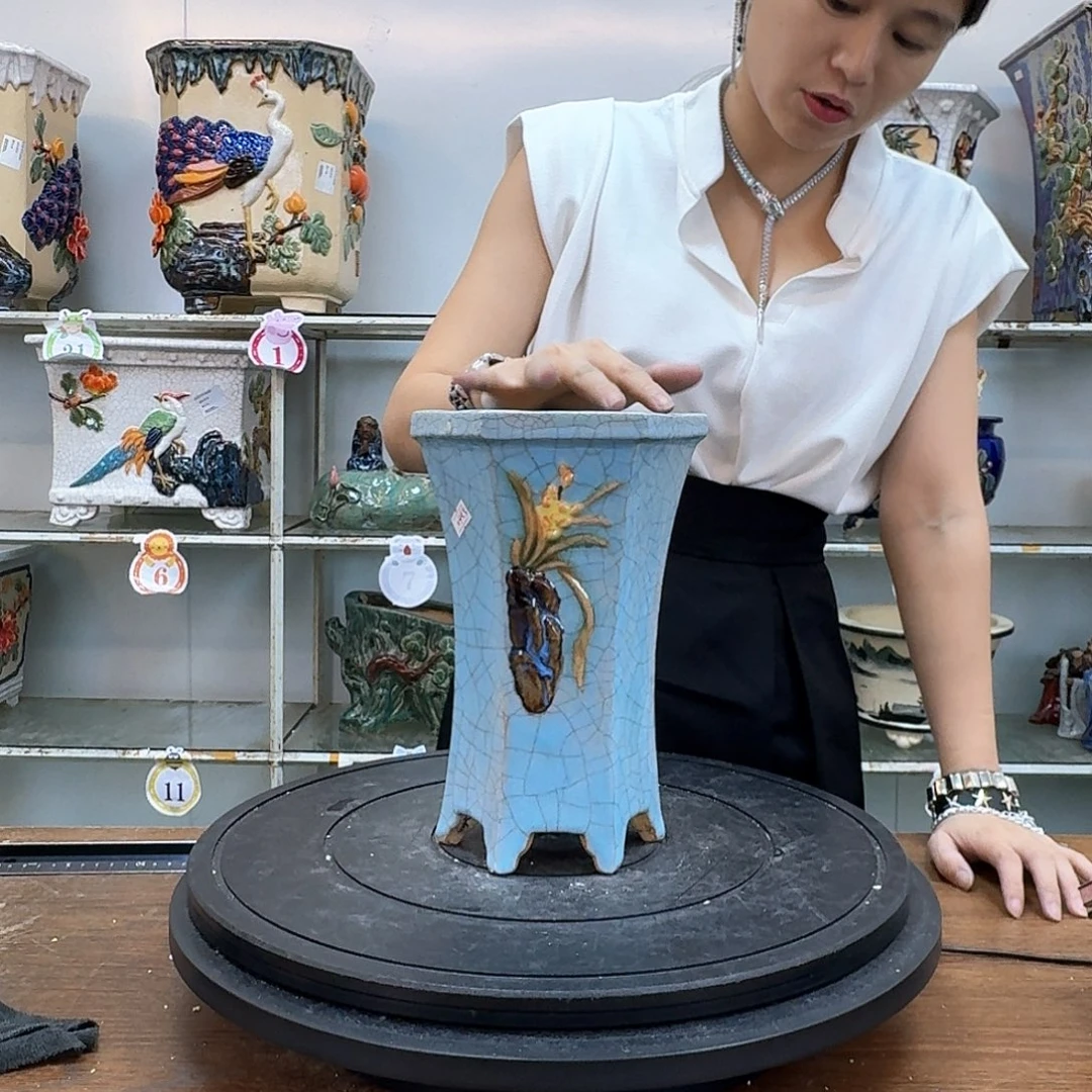 哈***哈完全开放石湾盆80花盆