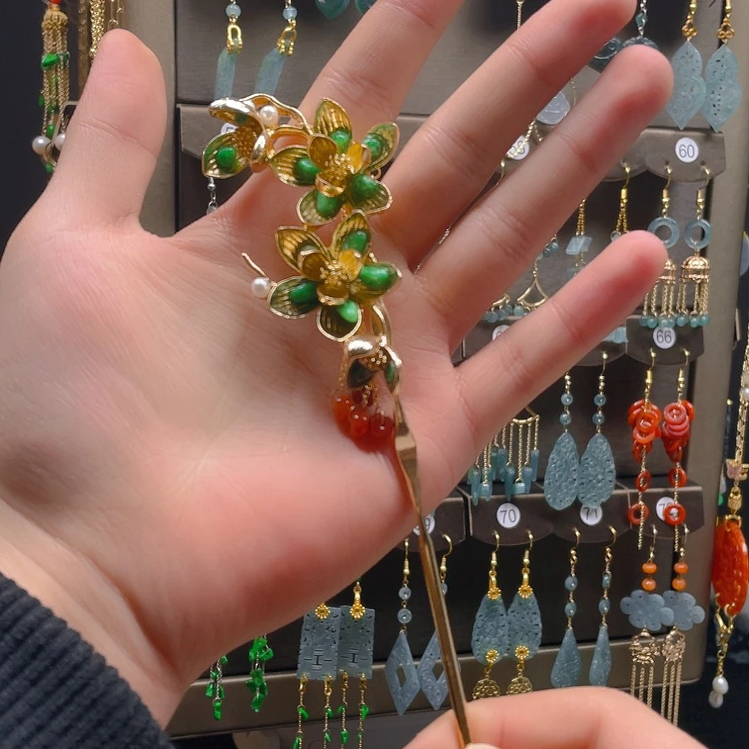 翡翠耳饰合金翡翠