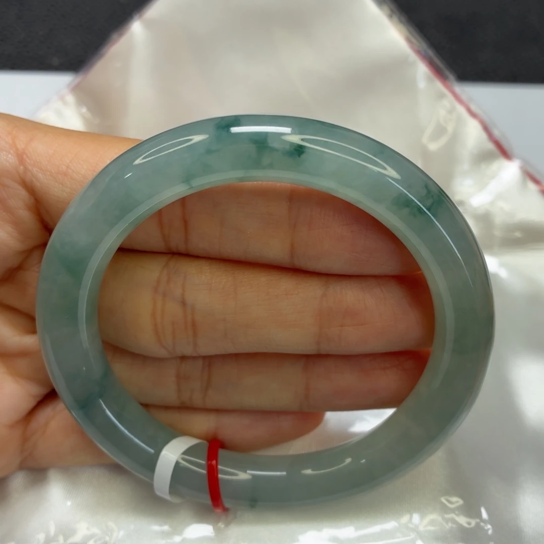 翡翠未镶嵌手镯老坑54圈冰飘蓝花起光023