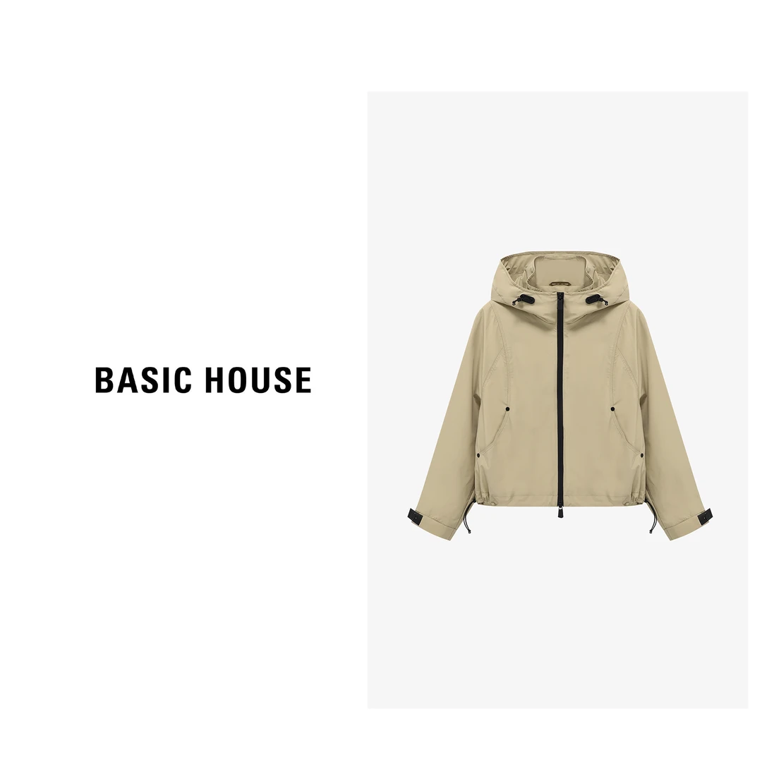 Basic House/百家好户外穿搭连帽夹克秋新款女小个子宽松休闲外套