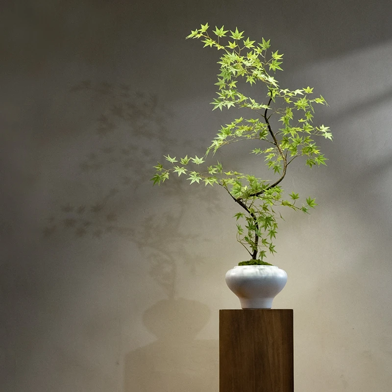 海虹景品流泉枫高端轻奢新中式禅意茶室玄关装饰假花小型盆栽摆件