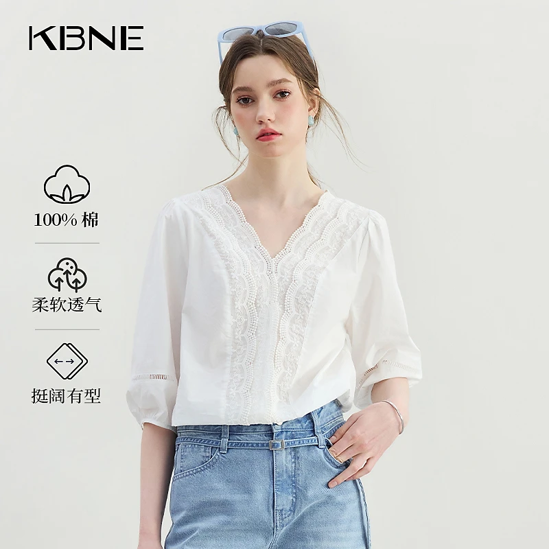 1093【金拐子专属】KBNE衬衫女2025新款爆款洋气夏季蕾丝衬衣女漂亮