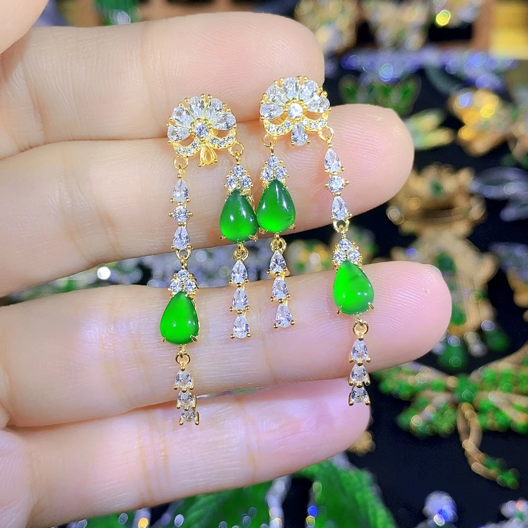 吊坠(不含链)银S925镶嵌翡翠