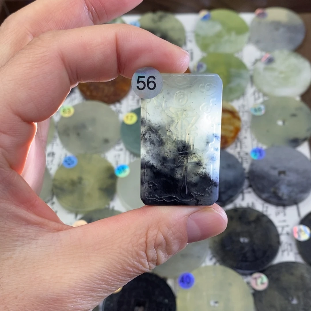 岫玉未镶嵌颈饰岫玉紫薇讳吊坠