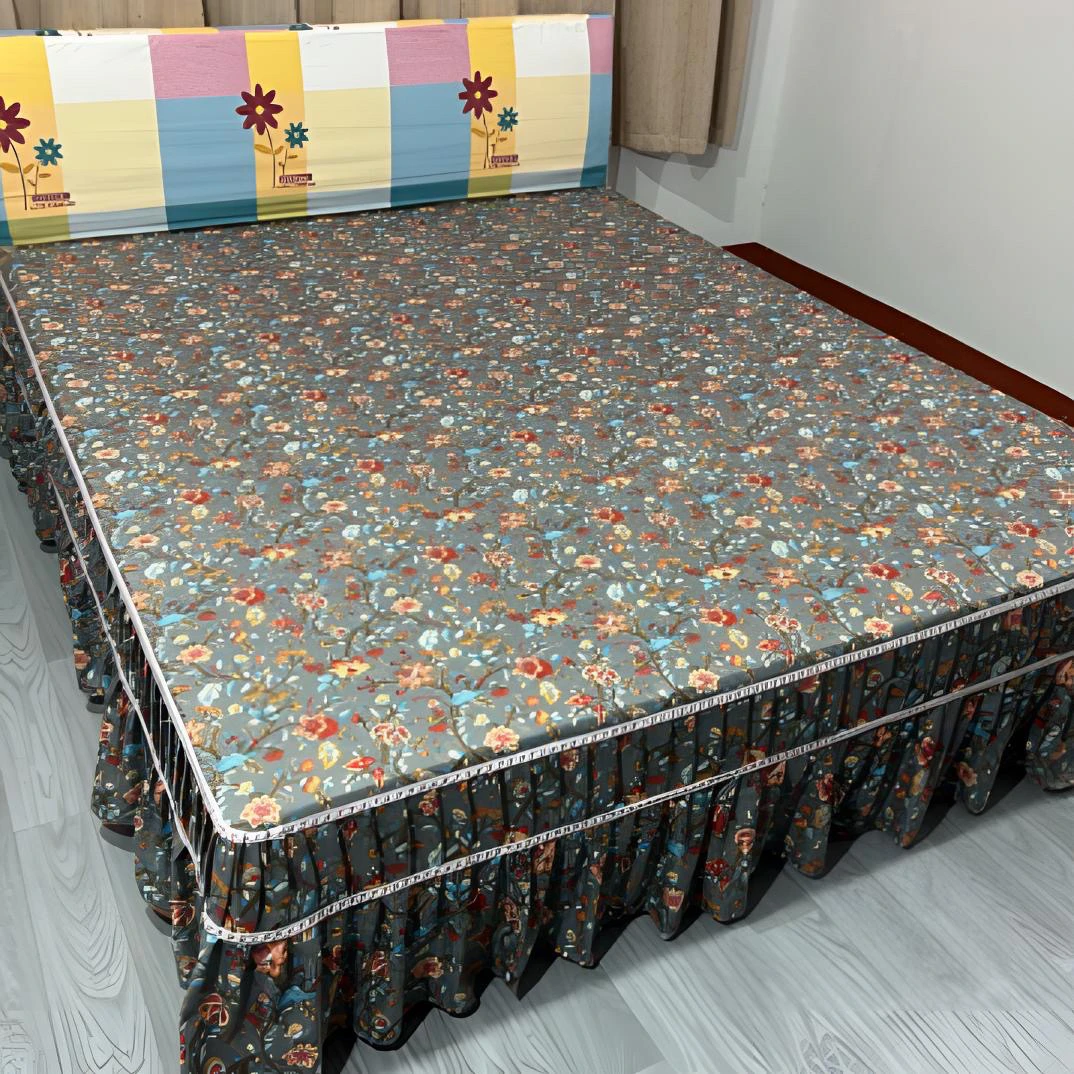 2025春季新款加厚斜纹琉璃花单品床罩四件通用防滑防尘