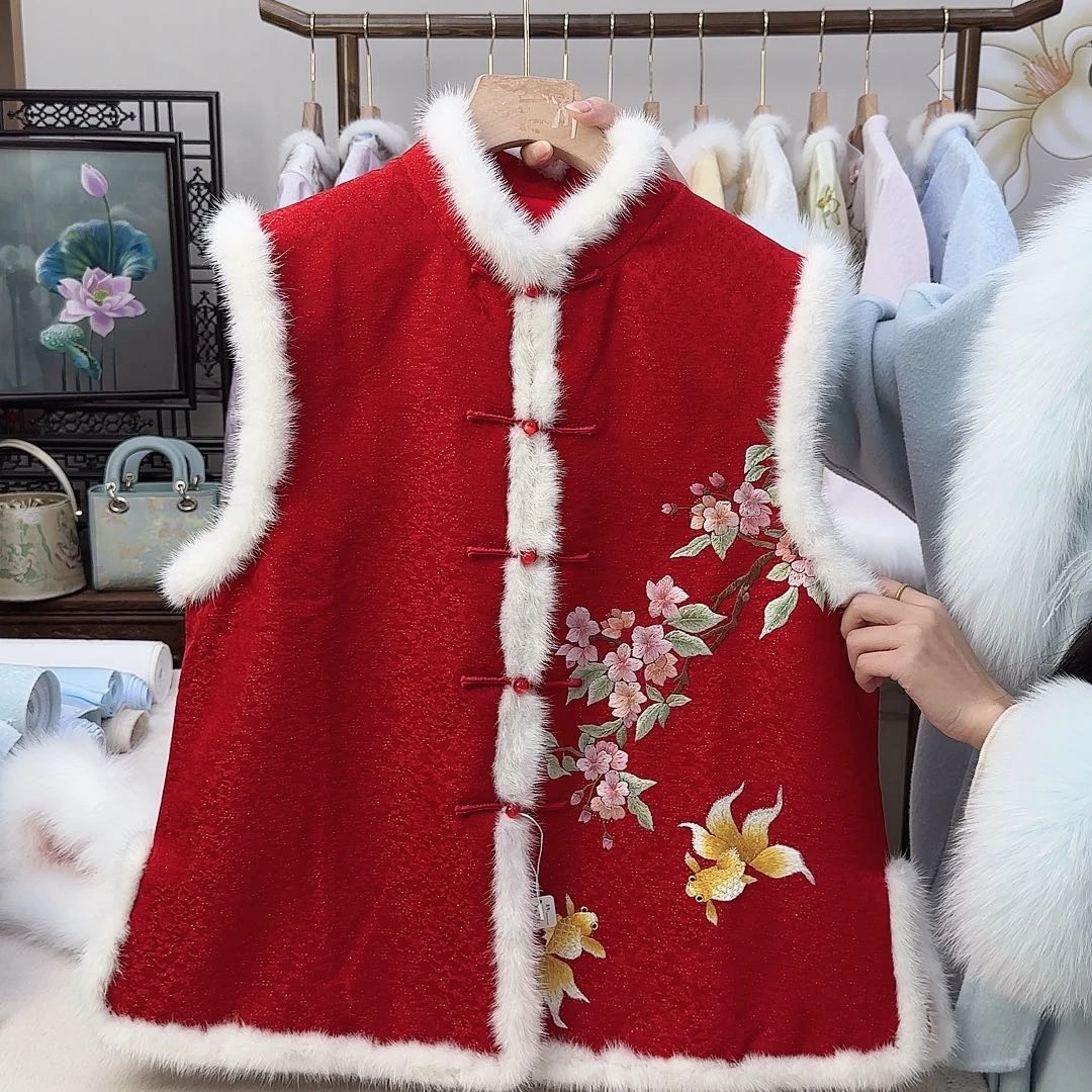 刺绣4苏绣棉马甲胸围104