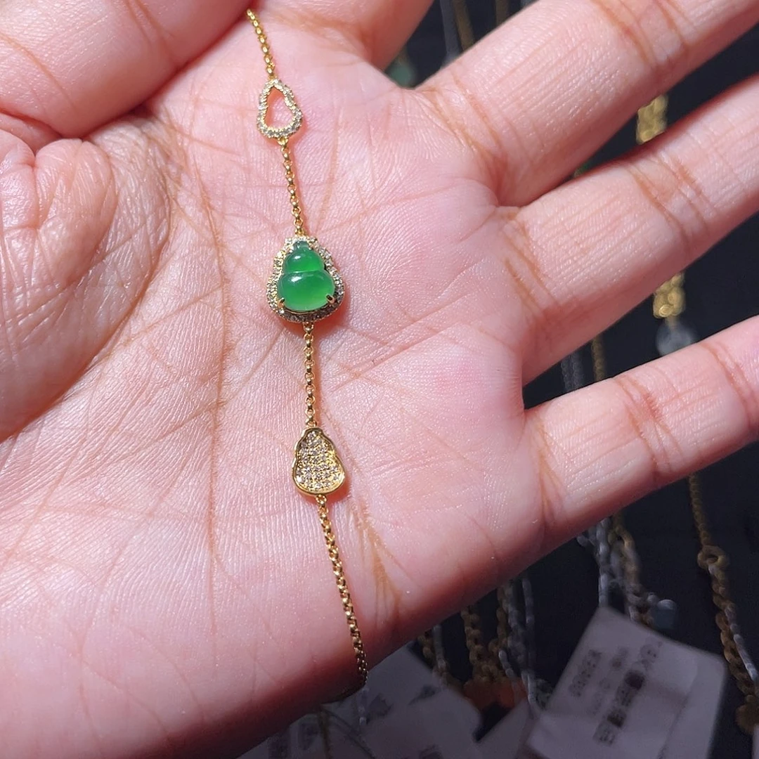 吊坠(不含链)18K金镶嵌翡翠