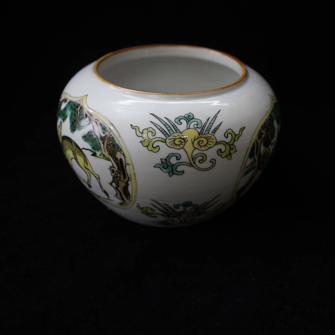 粉彩鹿纹钵式洗#194#