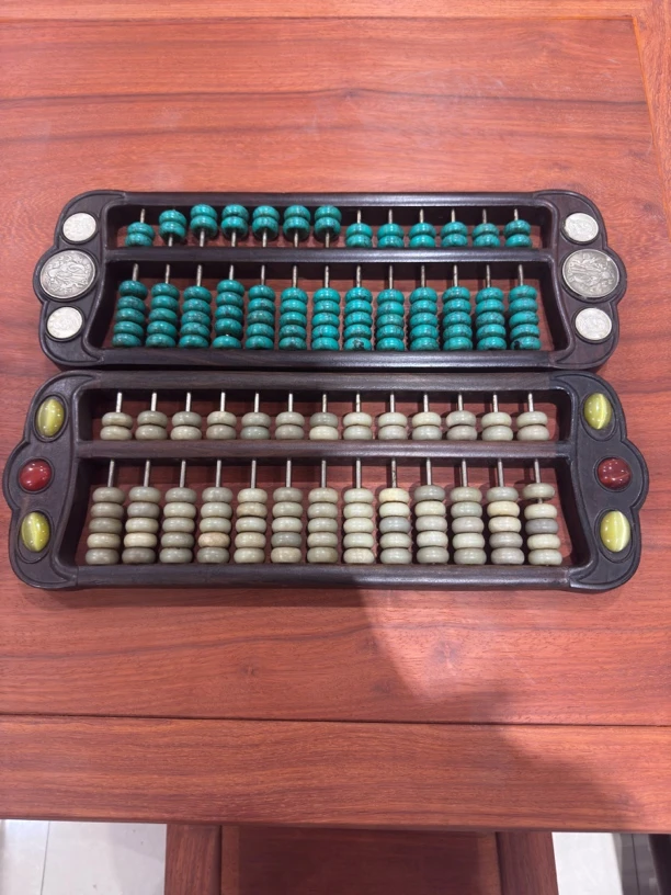 老式绿石镶嵌银元算盘工艺品店铺装饰乔迁开业礼品