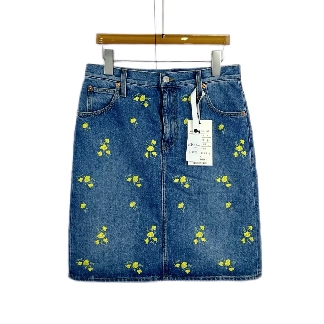 99新 GUCCI/古驰 011779 /图案印花牛仔半裙  40码