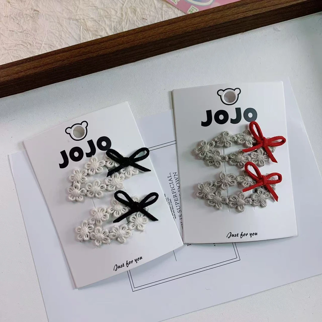 【满19.9包邮】蕾丝蝴蝶结掰掰夹儿童发饰韩系发夹