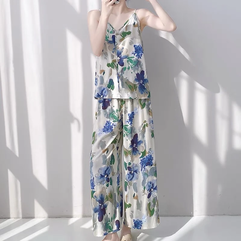 新中式国风睡衣女夏季高级感新中式国风家居服套装薄款