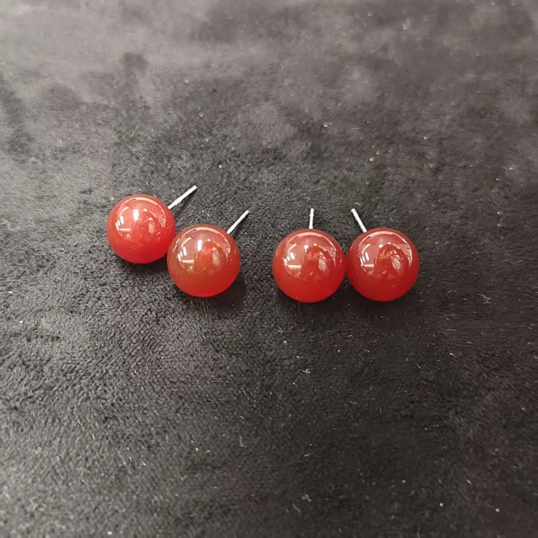 925红玛瑙耳钉10m*（多样性发一件）