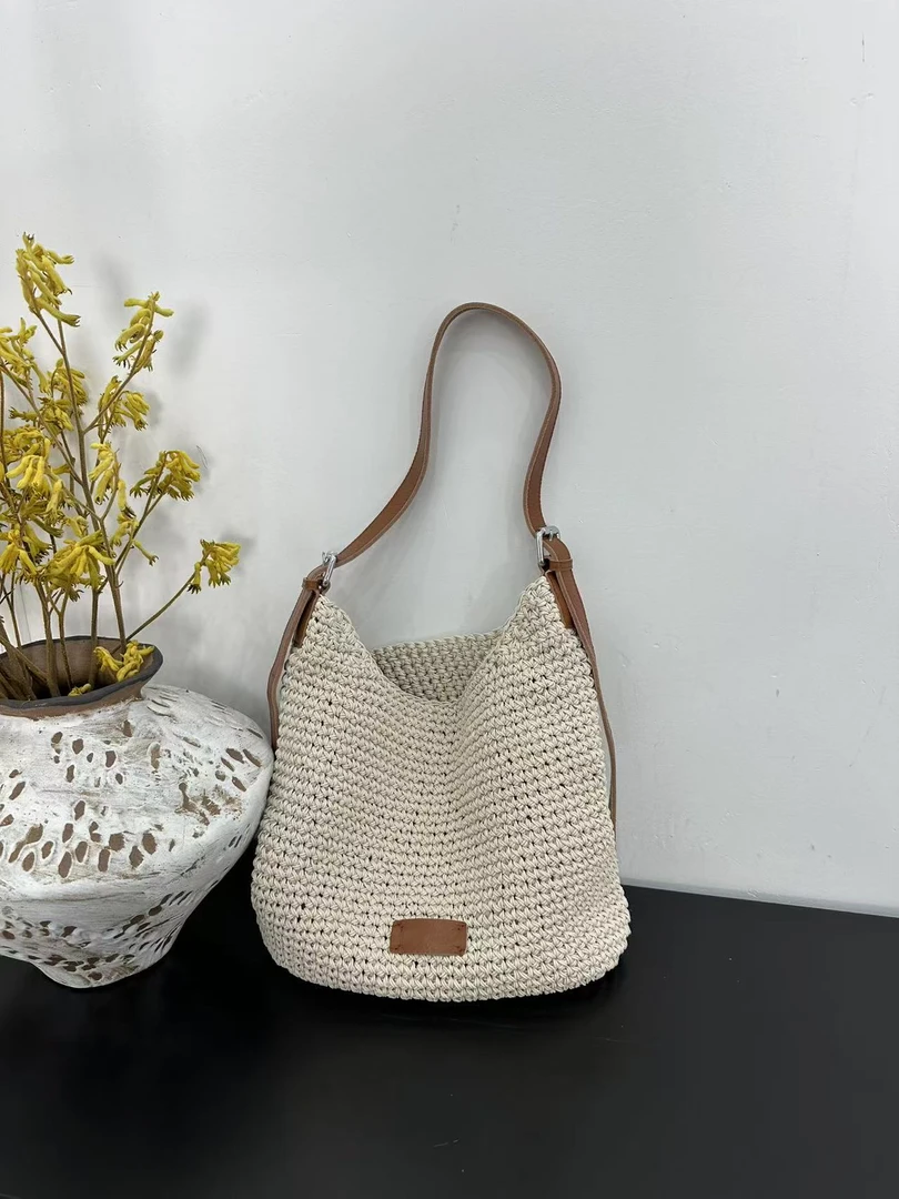 【慕懿时袋】2025复古牛编织镂空手单肩斜挎包潮女包3008