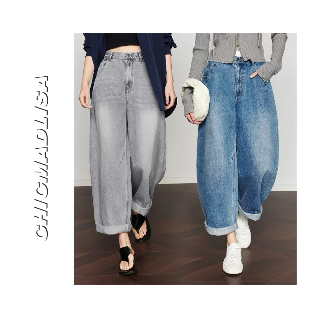 MADLISA【袋鼠裤】高品质雅痞气球牛仔裤九分春夏时髦弯刀裤