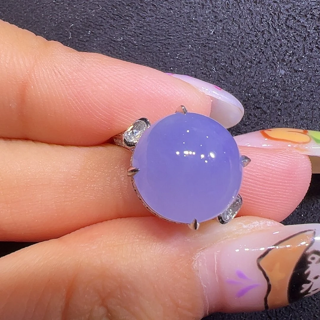 翡翠18K金镶嵌戒指蛋面