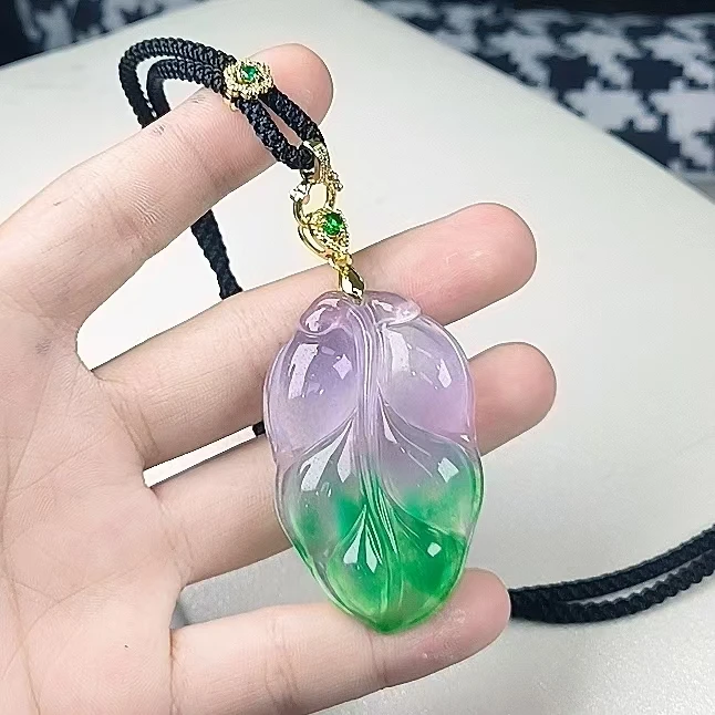 （聚宝严选）D357紫绿大叶子吊坠男女同款精致气质时尚精美