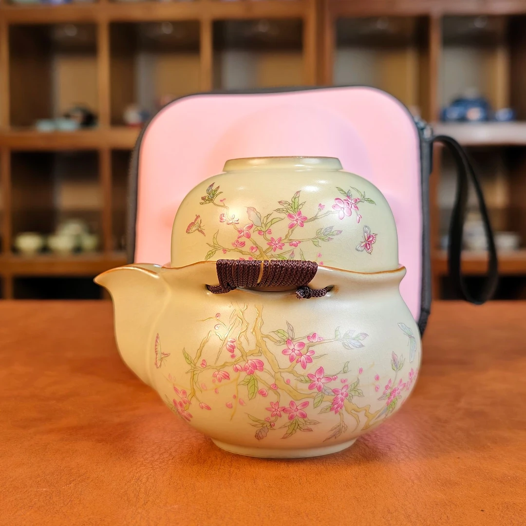 黄汝户外便携式旅行茶具露营快客泡茶一壶三杯3772