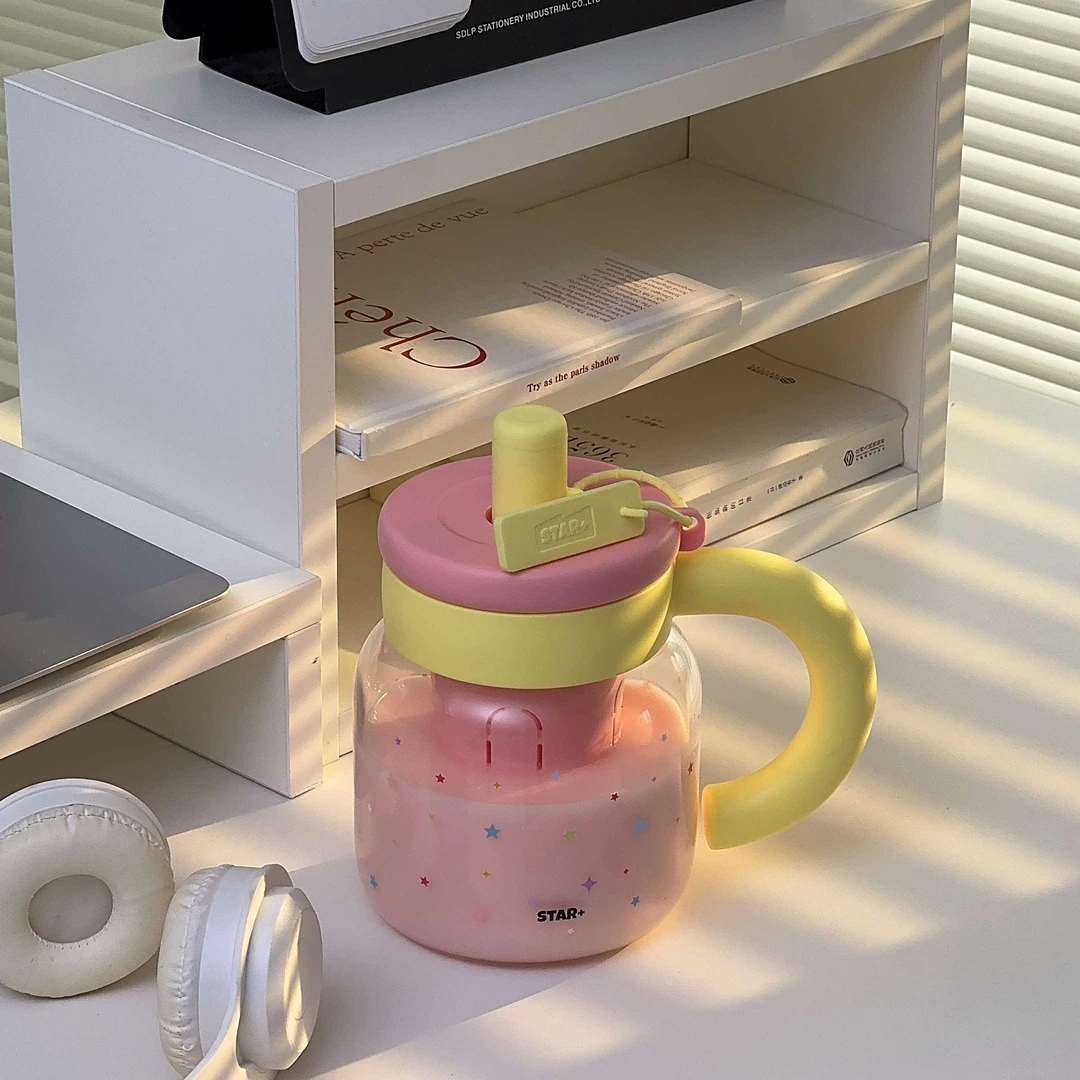 世大家高颜值高硼硅玻璃杯时尚桌面防摔水杯可爱女办公室杯