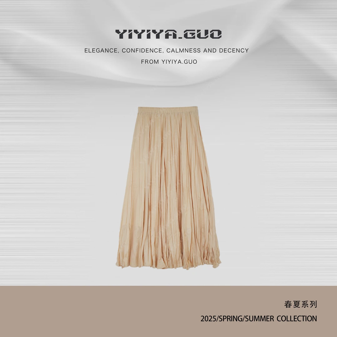 yiyiya.Guo艺艺吖【流光】松紧腰百褶半身裙子0637SS52