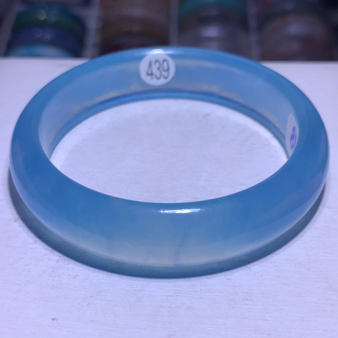 水晶银S925镶嵌手镯海蓝宝圣蓝60.3圈439