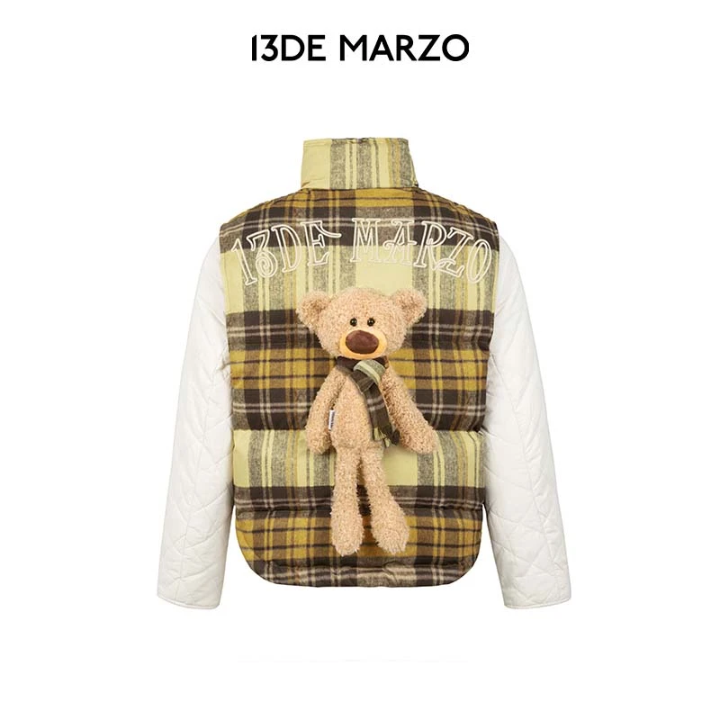 13DE MARZO男女同款 羽绒拼色背心休闲棉服可拆卸个性保暖两件套