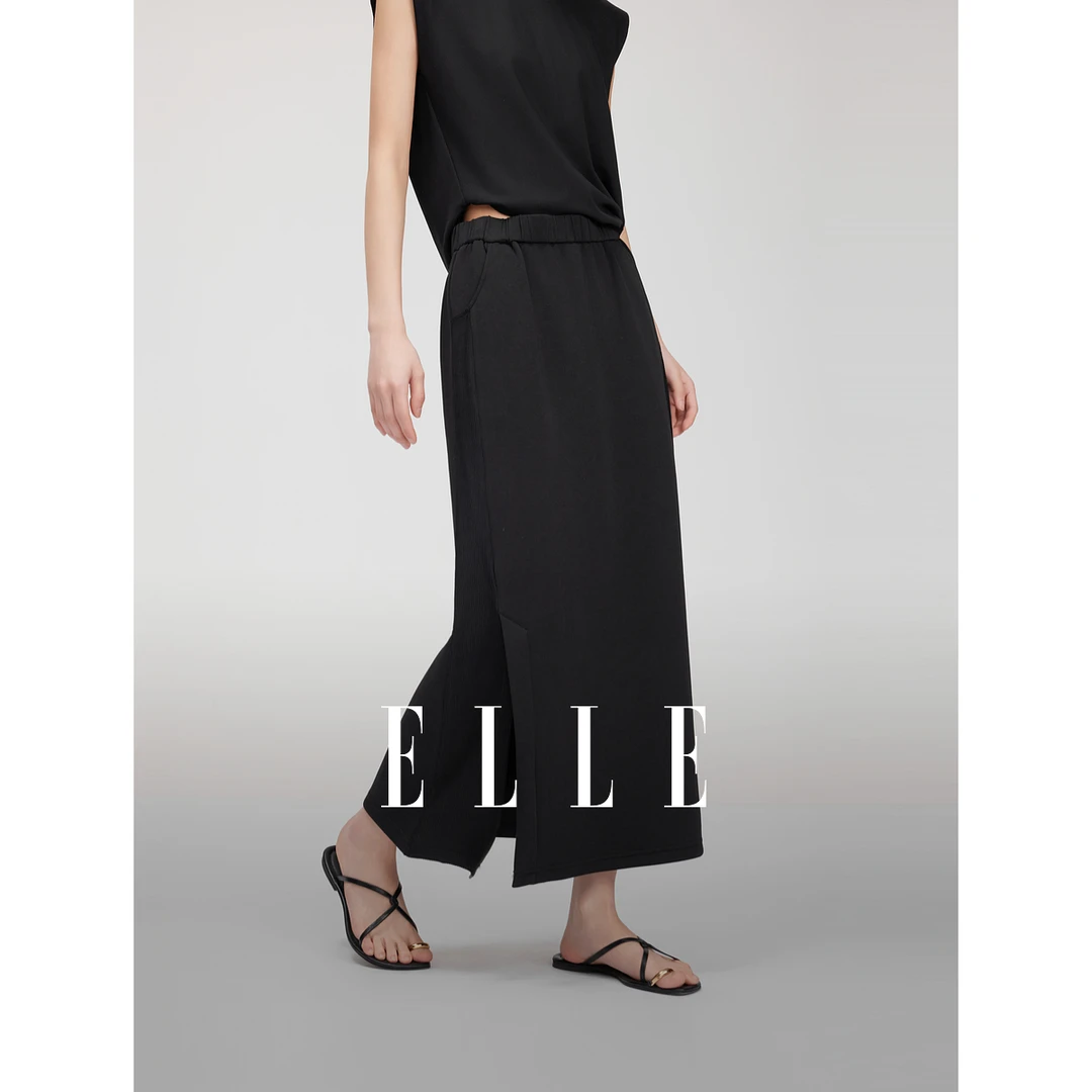 【粉丝专属】ELLE风半身裙25夏季开叉设计感长裙ER51492