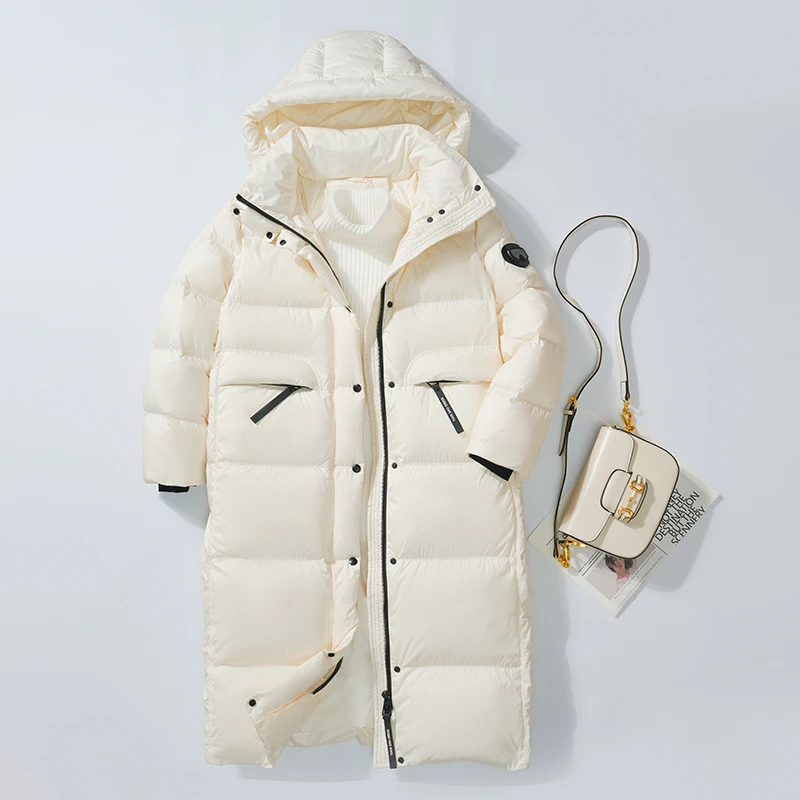 2024年冬季新款羽绒服长款过膝盖连帽设计感大牌感羽绒服外套加厚