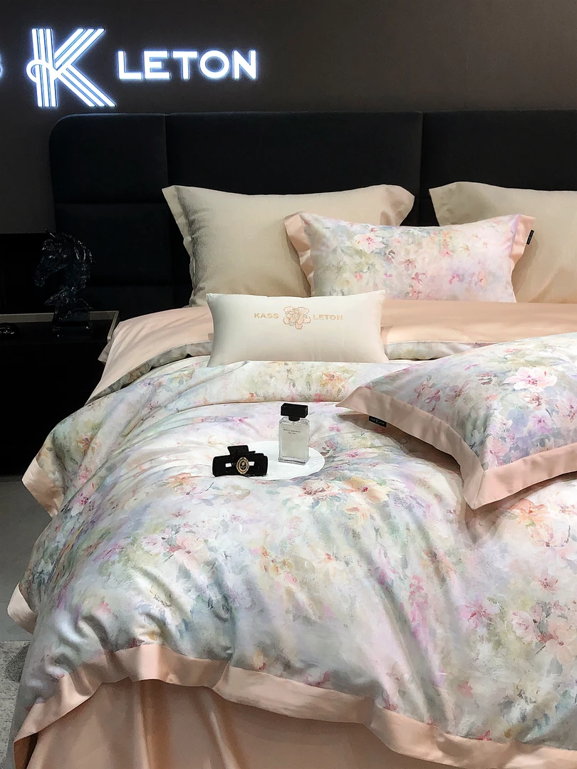 KASS LETON天丝棉印花高奢四件套 +沁园春浅艾绿