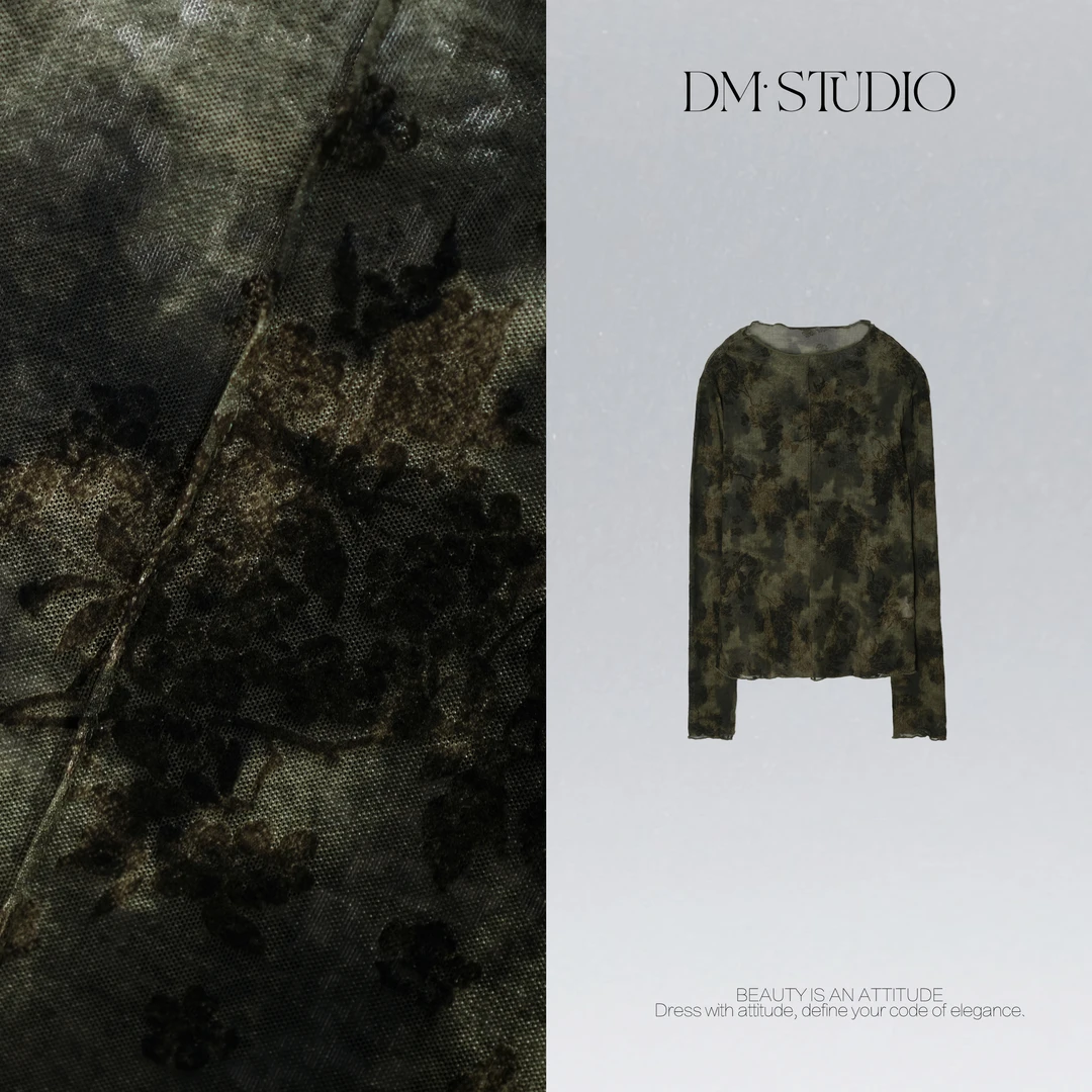 DEDM•STUDIODM/修身显瘦气质复古高级感长袖上衣打底2509TX/72022