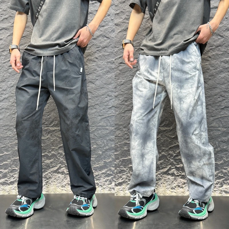 2025春秋季泼墨青年哈伦裤时尚百搭休闲裤潮流青年痞帅直筒阔腿裤