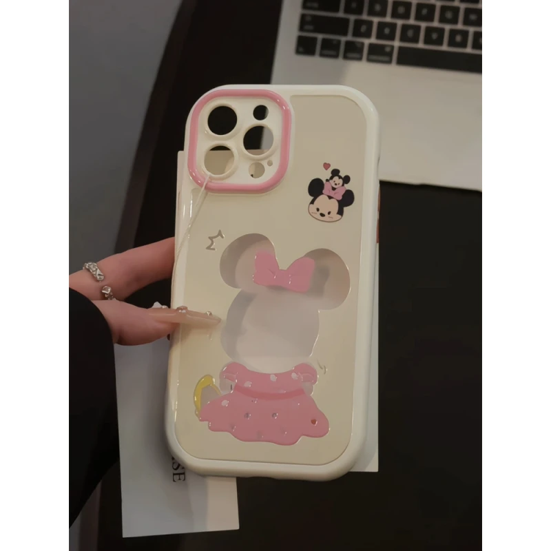 适用苹果16pro创意iPhone15奶油手机壳华为p荣耀可爱保护米奇背影