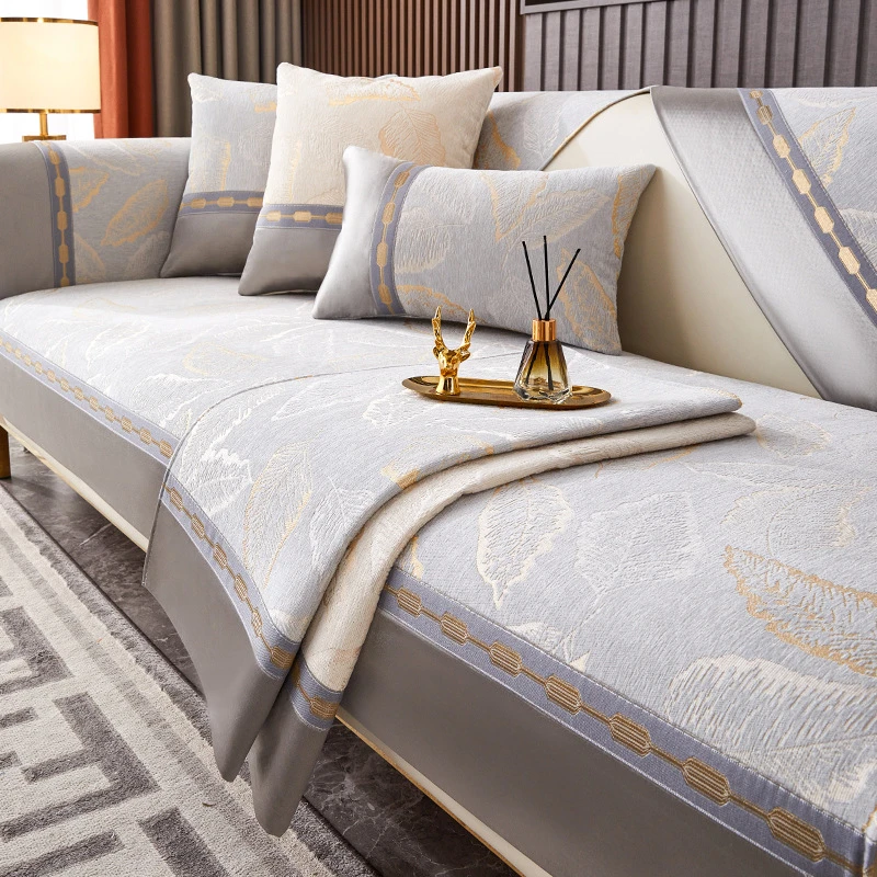 2025新款高级感四季通用真皮轻奢沙发垫子雪尼尔防滑坐垫套罩盖巾